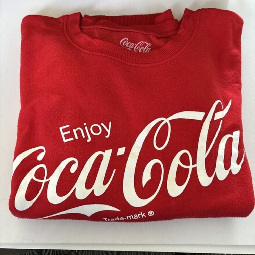 Coca-Cola Sweatshirt Women's Large Red Pullover‎ Crew Neck Long Sleeve Logo Coke